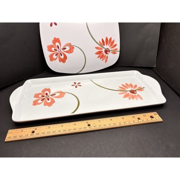 Pretty CORELLE Coordinates PRETTY PINK Pattern Tidbit Tray & Heat Pad Trivet - Picture 9 of 12